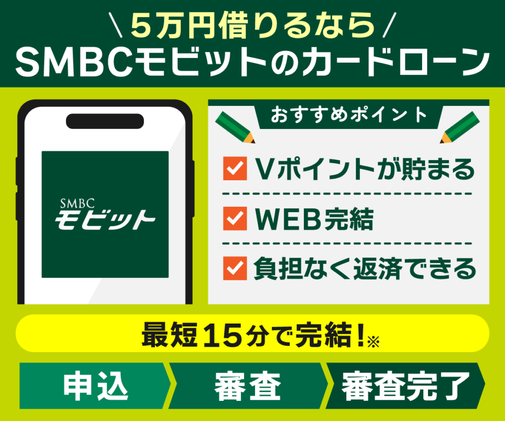 5万円を借りるならSMBCモビットのカードローンがおすすめ